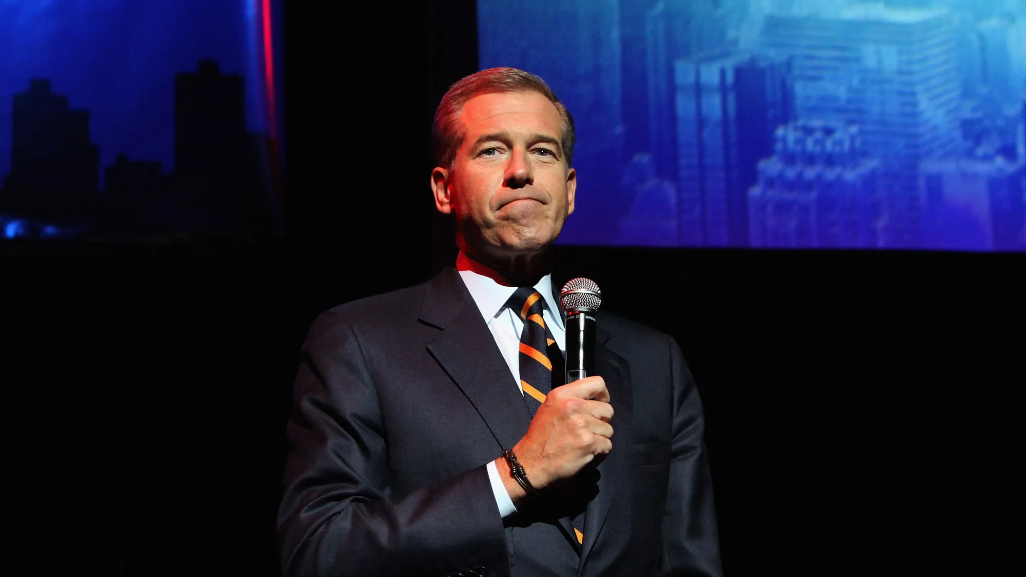 NBC News Anchor Brian Williams speaks onstage at The New York Comedy Festival and The Bob Woodruff Foundation present the 8th Annual Stand Up For Heroes Event at The Theater at Madison Square Garden on November 5, 2014 in New York City.
