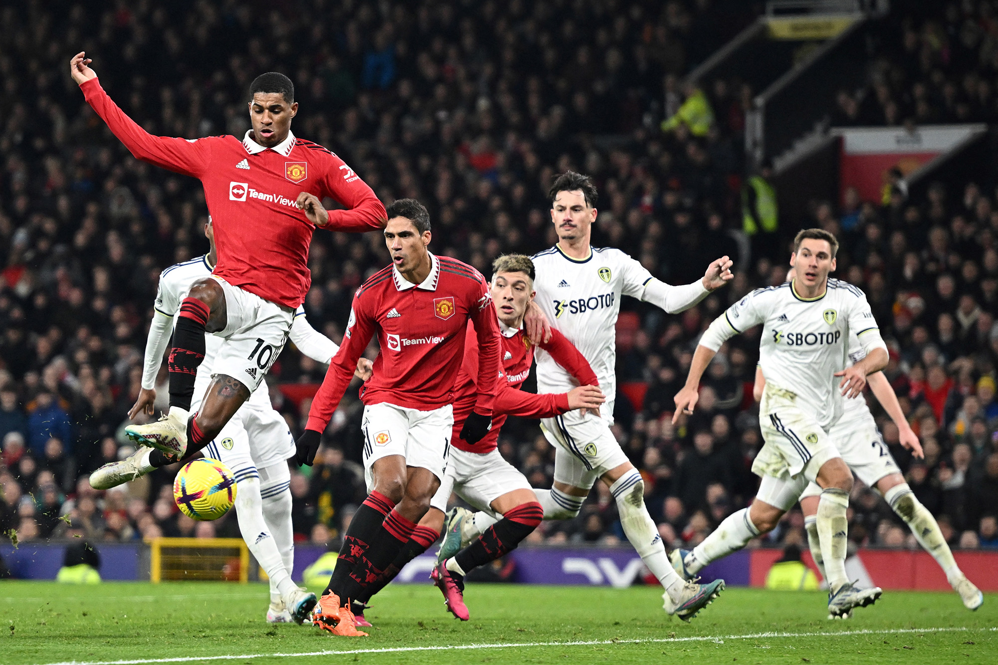 English Premier League match between Manchester United and Leeds United at Old Trafford in Manchester,&nbsp;England, on Feb. 8.