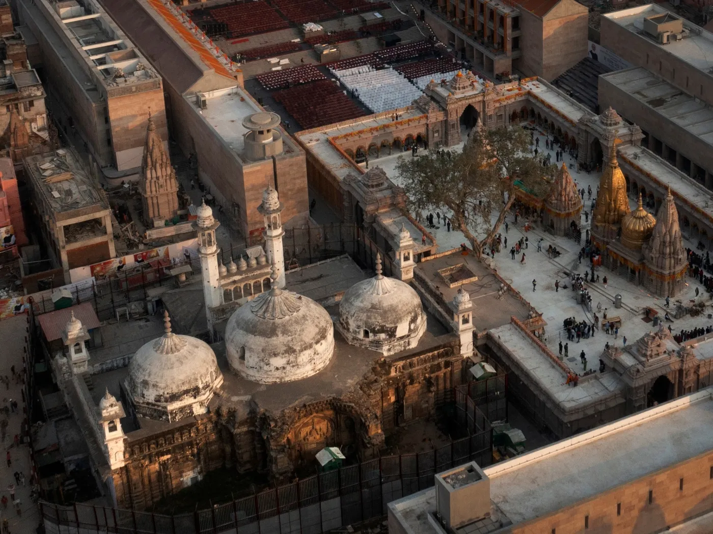 The Gyanvapi mosque, left,&nbsp;in Varanasi, India.&nbsp;