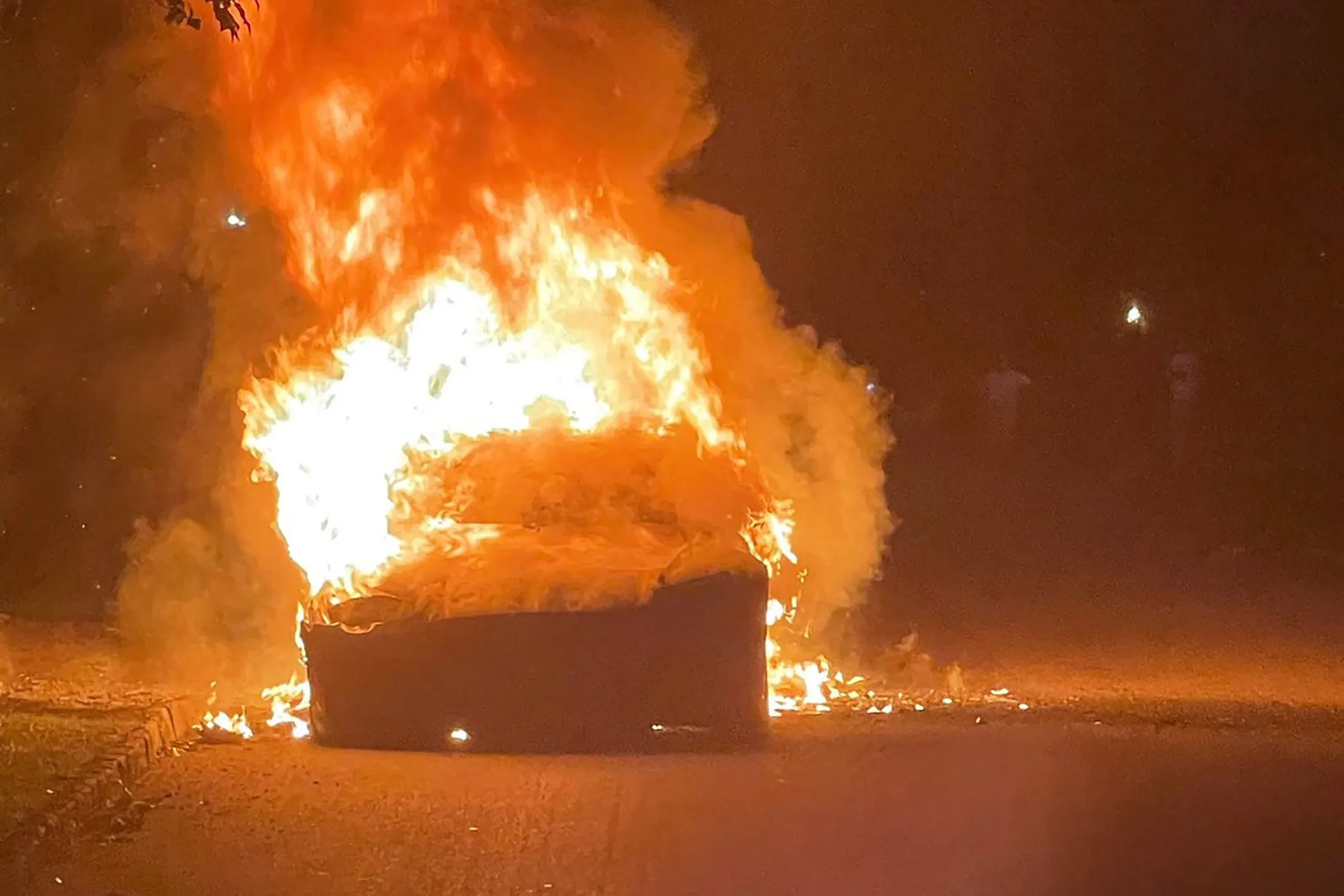 The Tesla Model S Plaid that caught fire&nbsp;in Haverford, Pennsylvania&nbsp;on June 29.&nbsp;