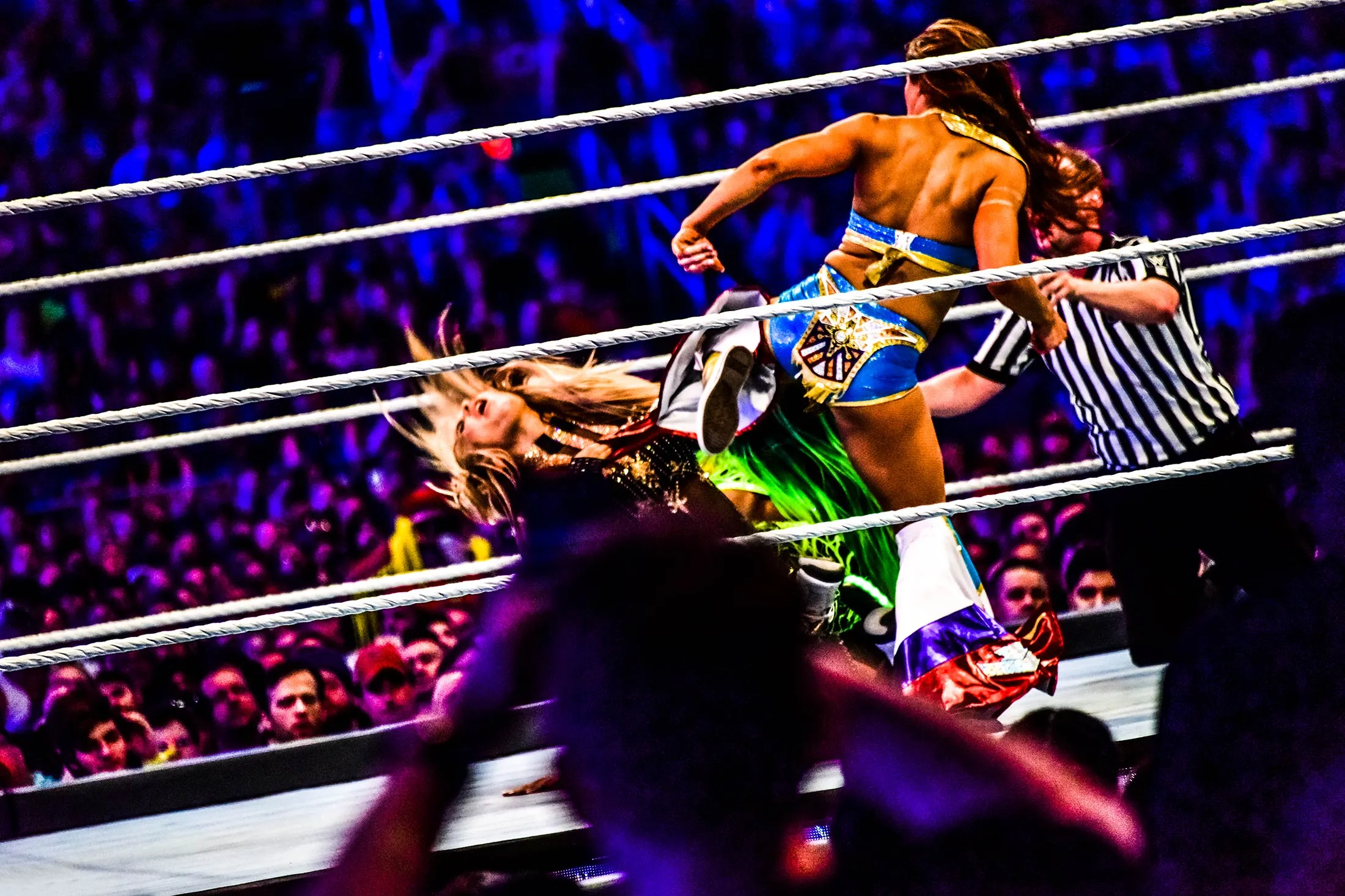 Mickie James (right) and Natalya at WrestleMania 33 in Orlando on April 2, 2017.