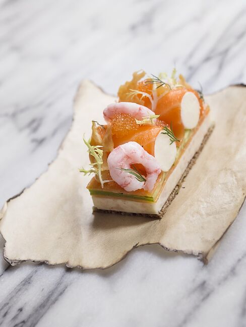 Salmon, radish, smoked mayonnaise, cucumber