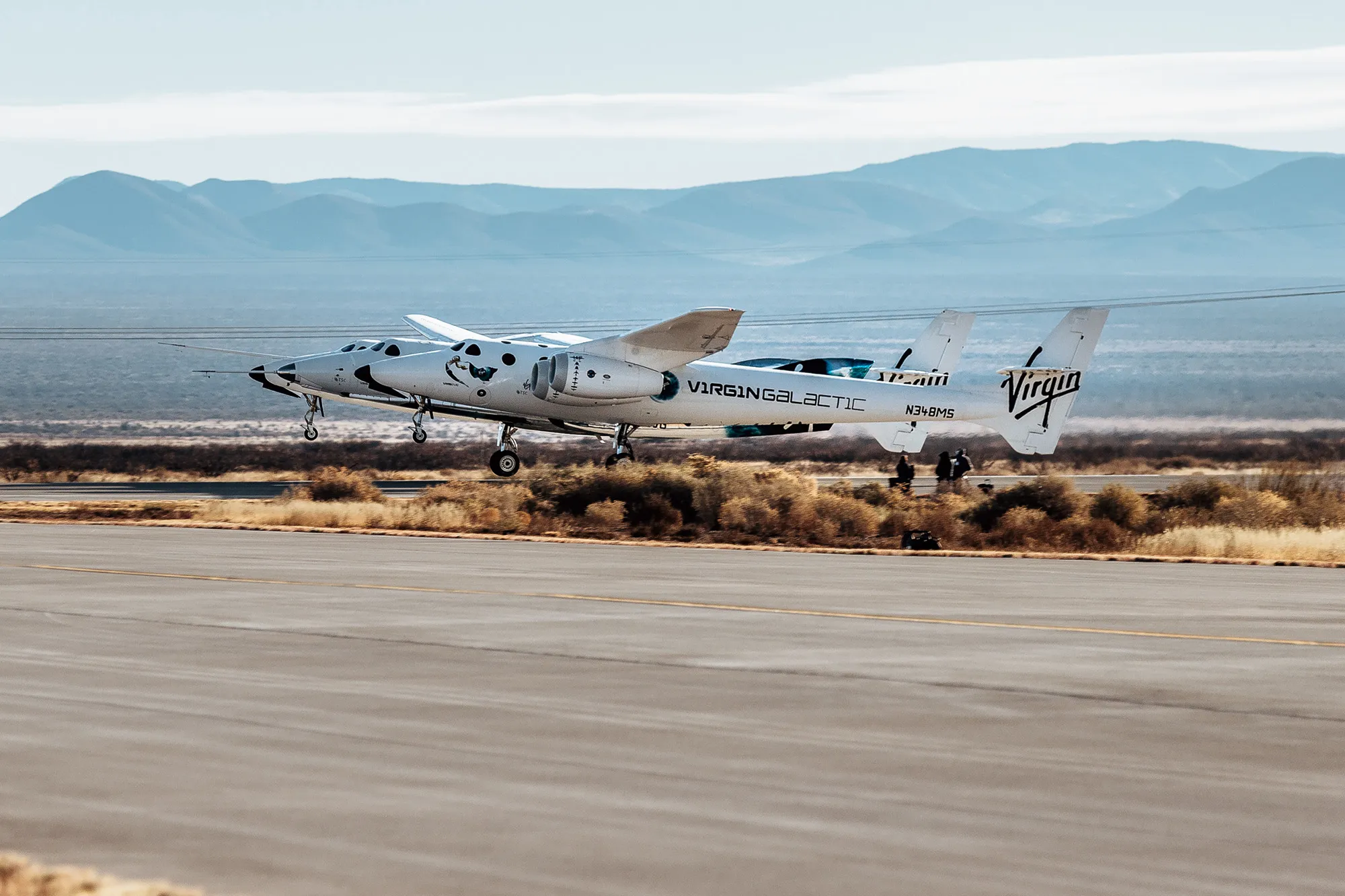 SpaceShipTwo Unity first rocket powered flight from New Mexico.