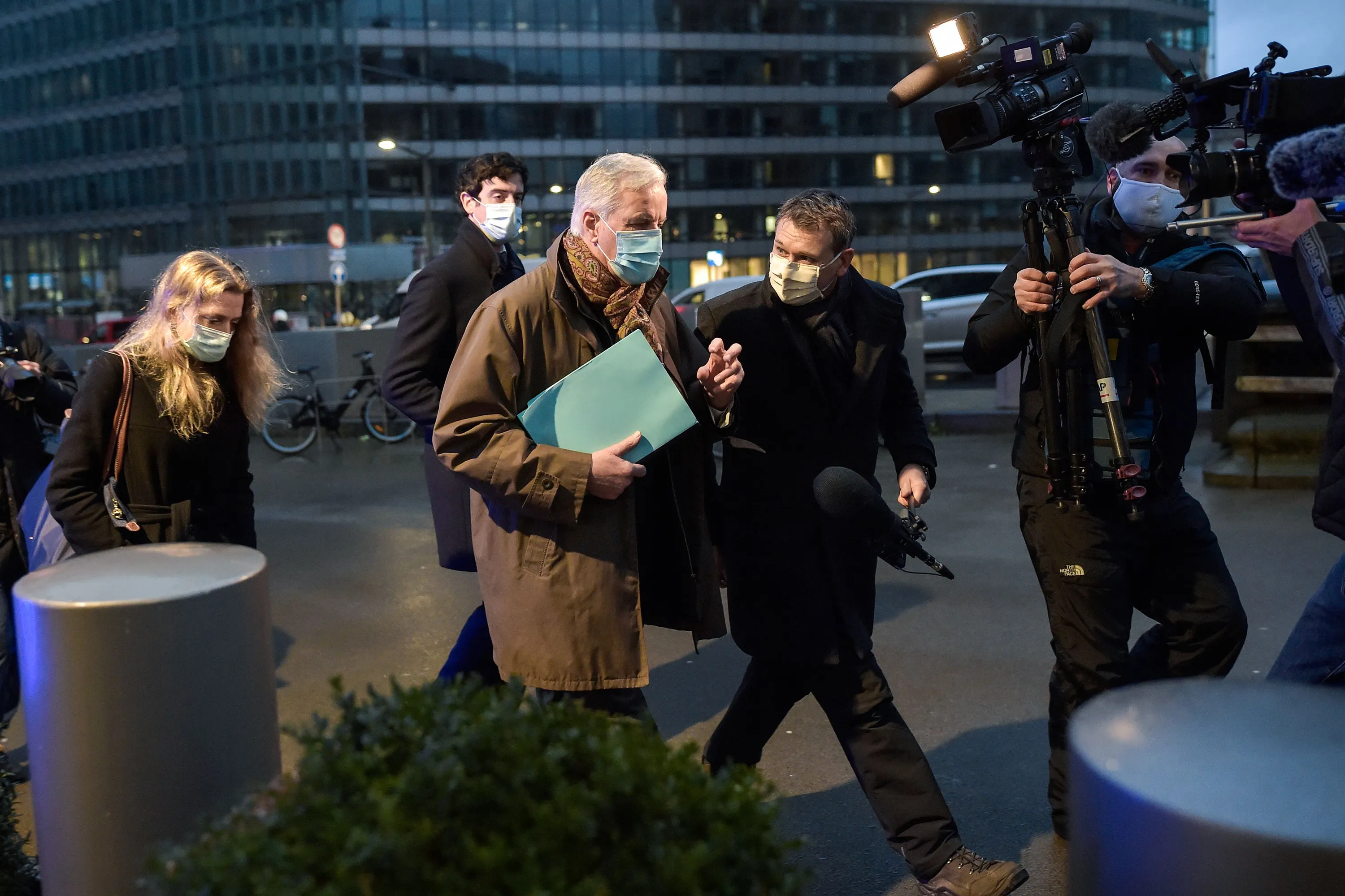 Michel Barnier arrives for a meeting in Brussels on Dec. 14.
