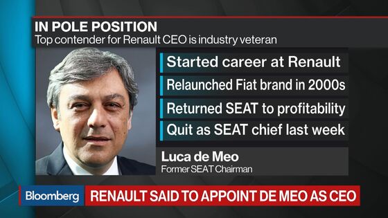 Renault Board to Meet Tuesday to Consider De Meo as CEO