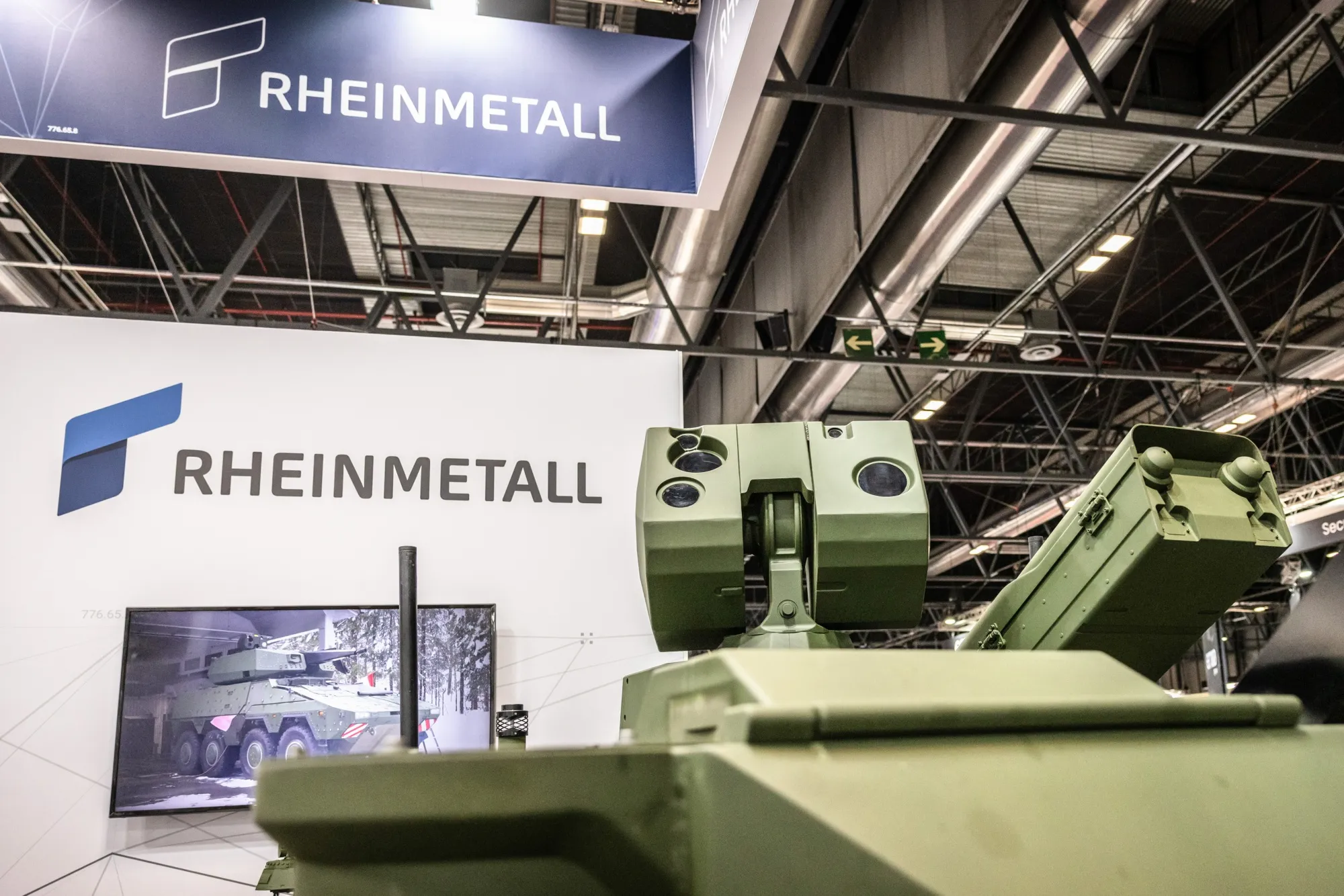 A mobile air defense system at the Rheinmetall stand during the FEINDEF defense exhibition in Madrid, in May.