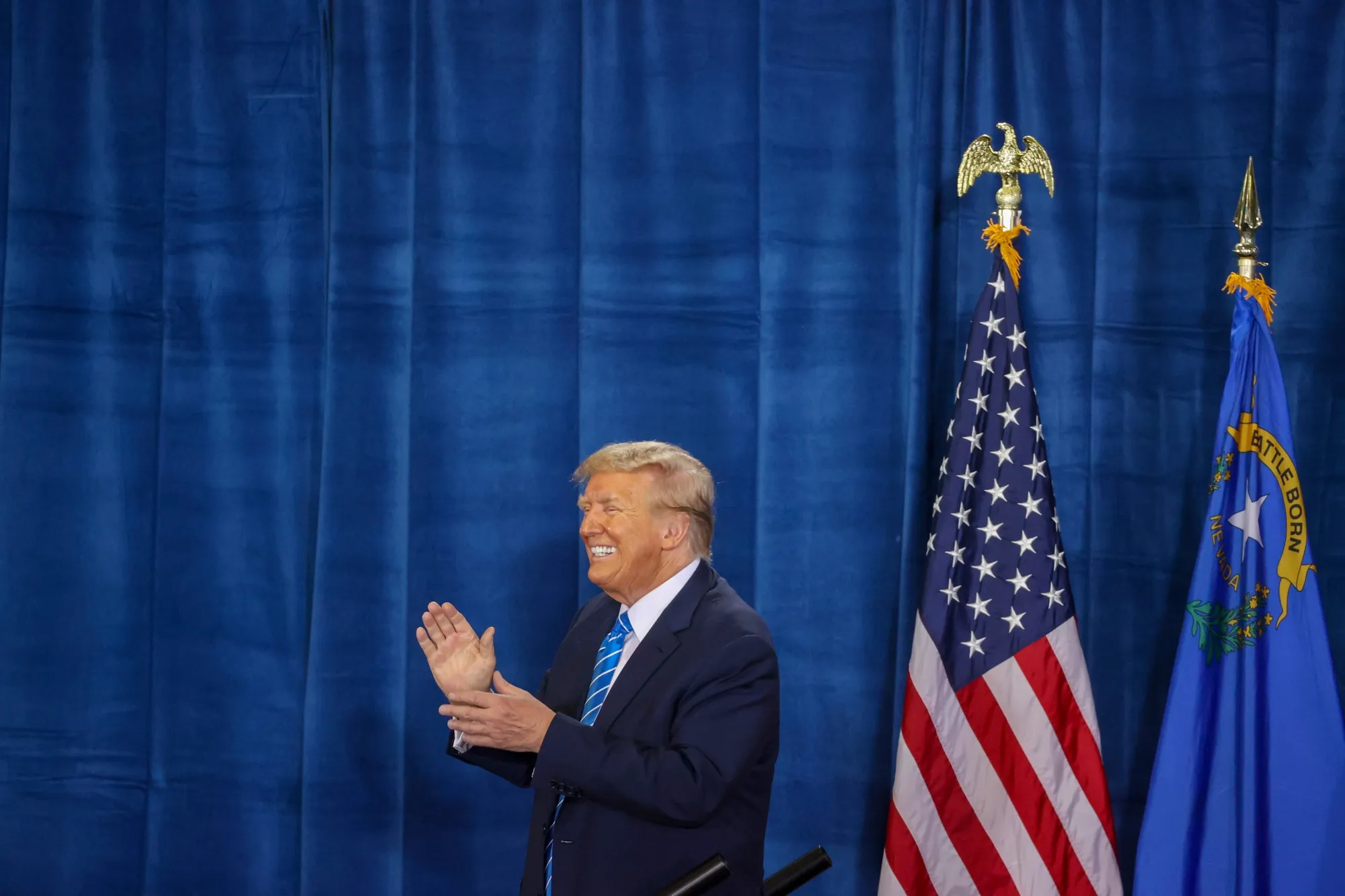 Former President Donald Trump&nbsp;during a campaign event&nbsp;in Las Vegas, Nevada on Jan. 27.