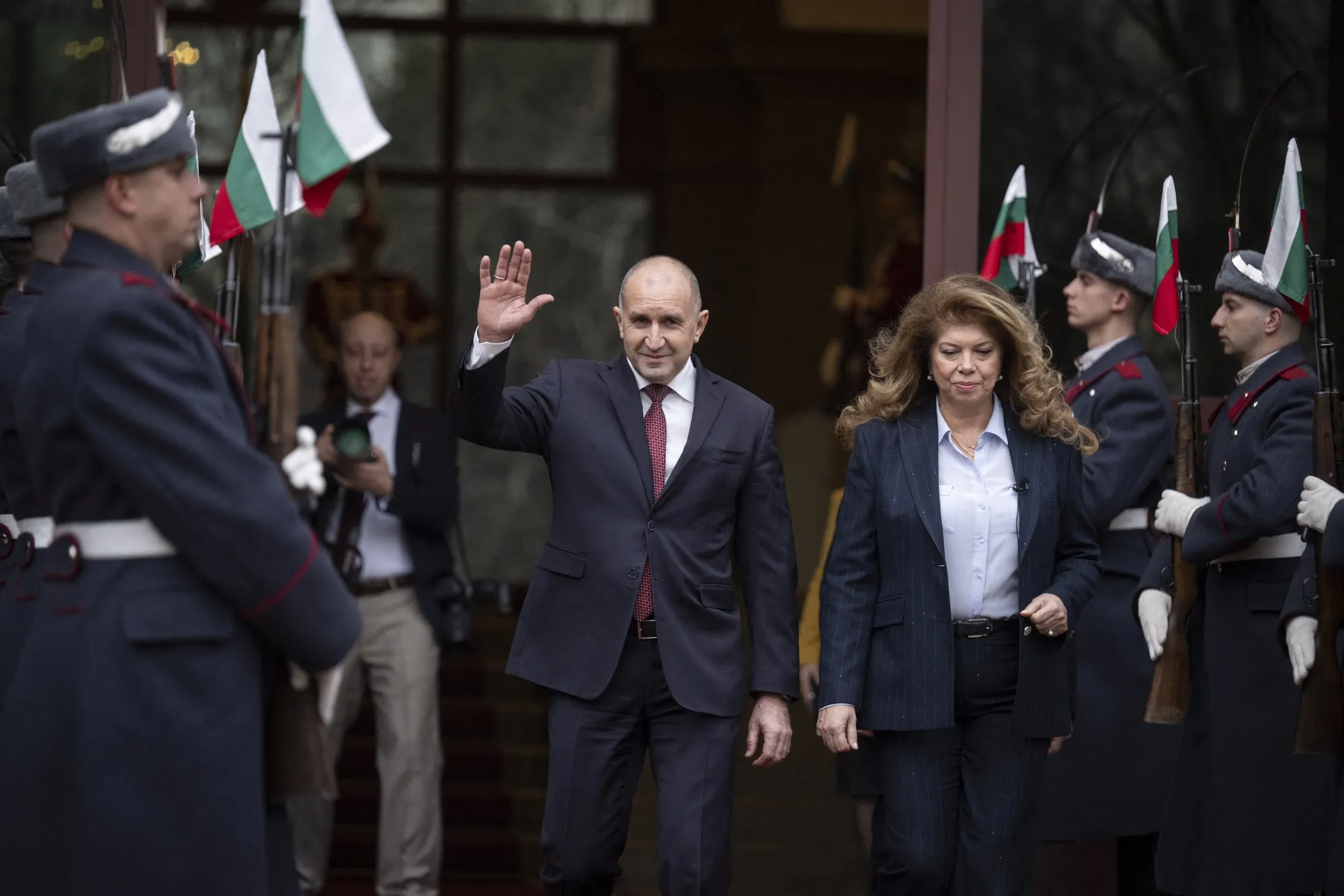 Rumen Radev, left, and Iliana Yotova in Sofia.