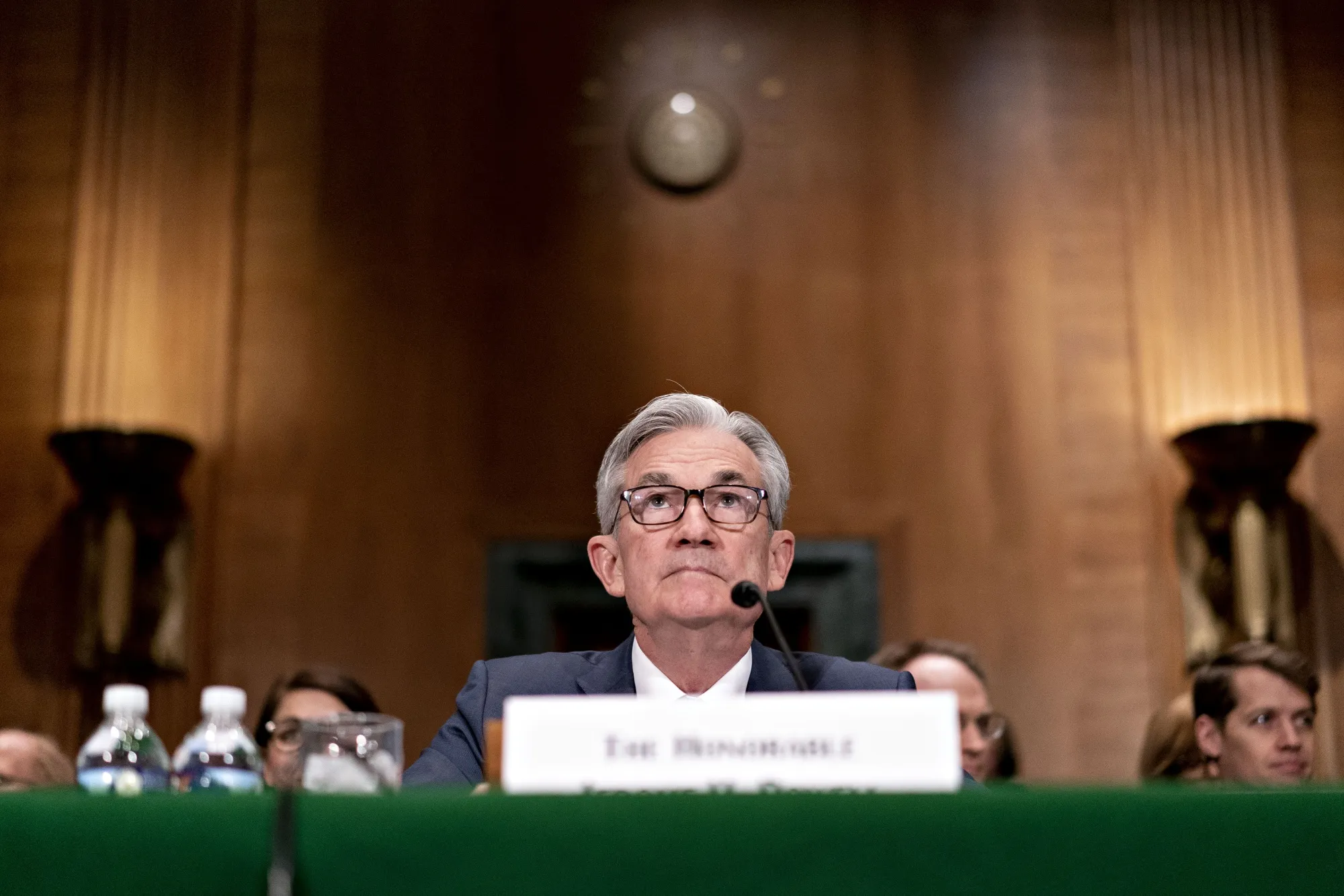 Jerome Powell waits to begin a Senate Banking Committee hearing in Washington&nbsp;on Feb. 12.&nbsp;