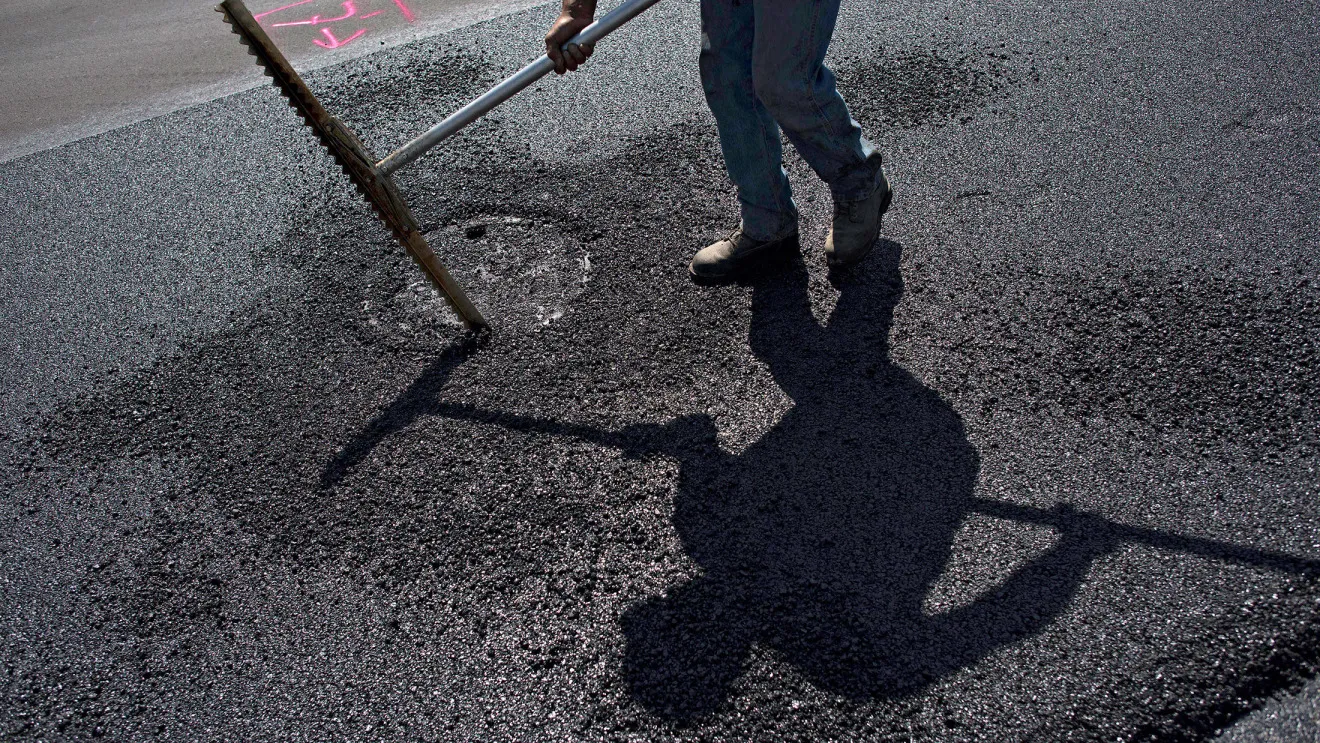 A construction worker in Streator, Illinois.
