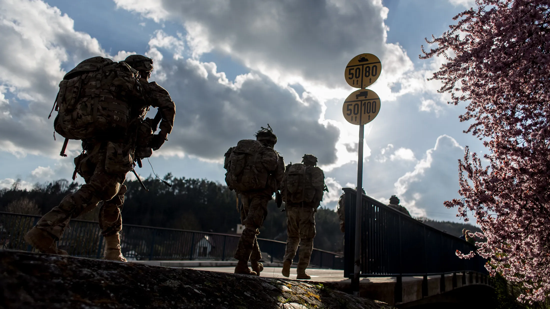 GRAFENWOEHR, GERMANY - APRIL 12: Paratroopers from the U.S. Army 173rd Airborne Brigade and UK's 16 Air Assault Brigade take part in the Saber Junction 16 military exercises near the Hohenfels Training Area on April 12, 2016 near Grafenwoehr, Germany. The Saber Junction 16, taking place from March 31 to April 24, is the U.S. Army Europe's largest combat training in 2016 and nearly 5,000 participants from 16 NATO and European partner nations are taking part in the exercise. The U.S. military conducts training exercises with NATO-member armed forces as well as partner nations, many of them eastern European nations, on a regular basis.
