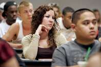 Students attend a class at the University of Nevada, Las Veg