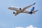 A new Airbus A220 single-aisle aircraft.