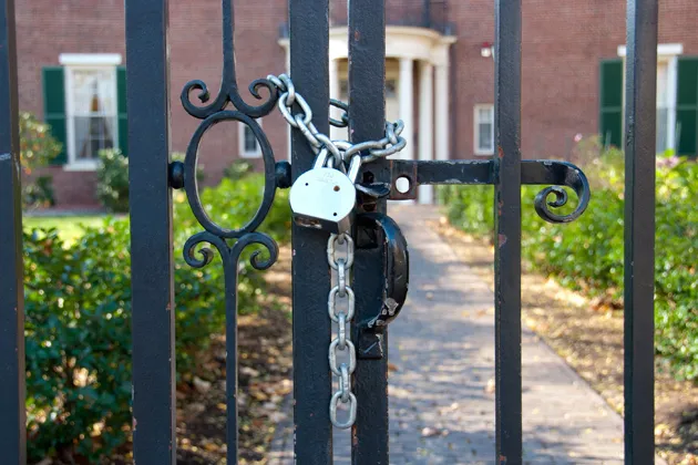 Locked gates at Harvard Yard