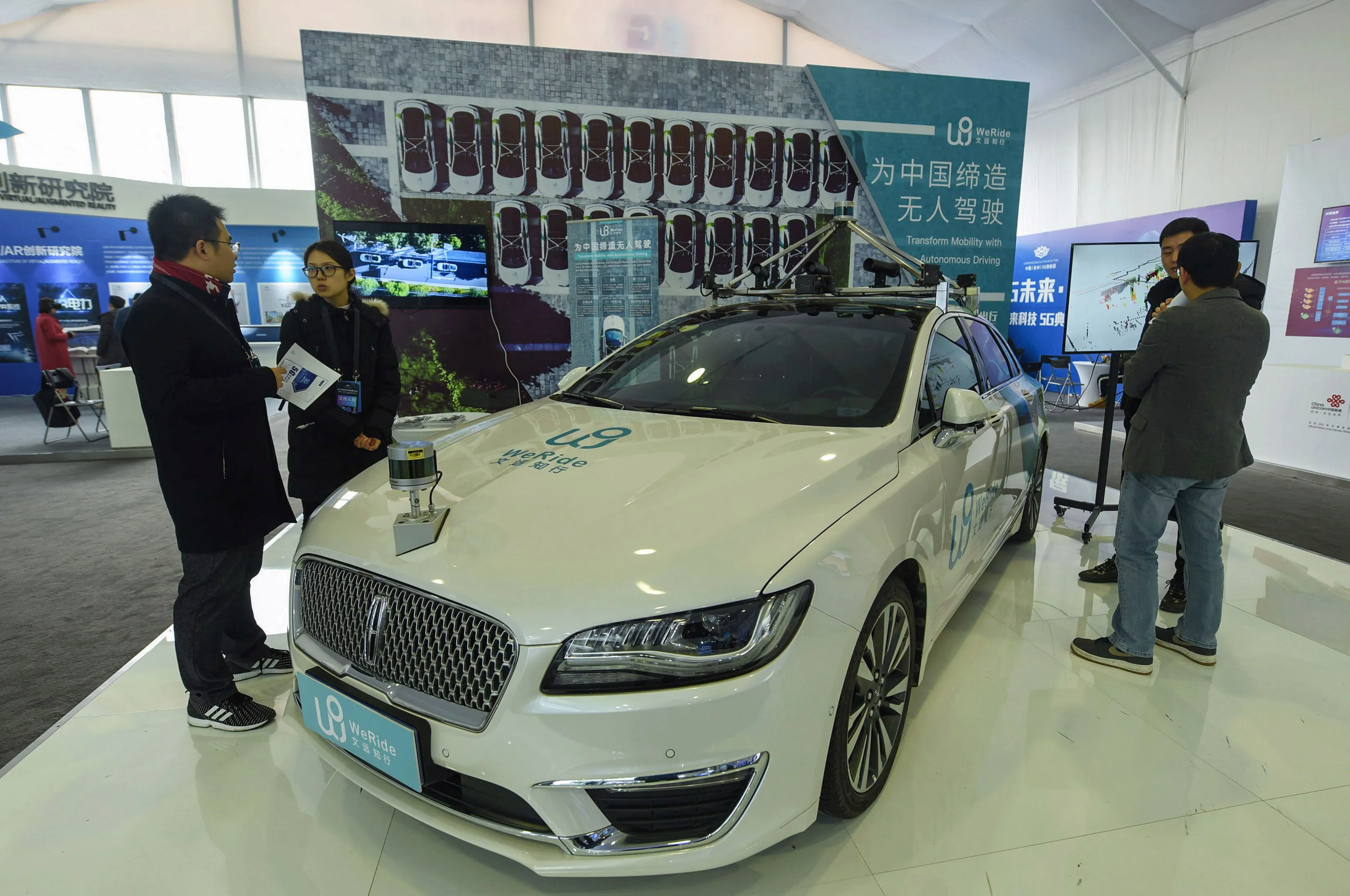 A driverless car with 5G technology by WeRide&nbsp;in Hangzhou, China.
