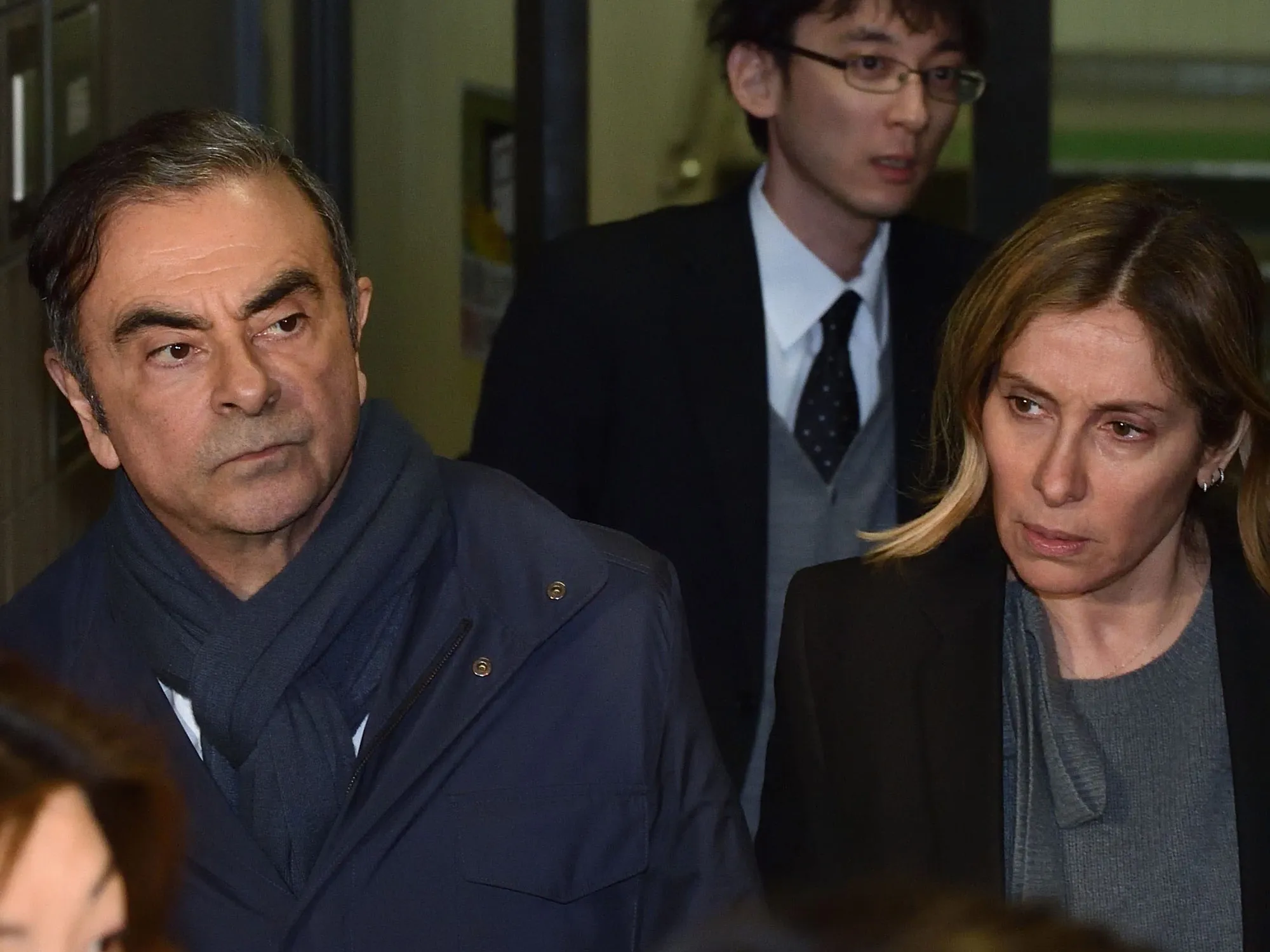 Carlos Ghosn and his wife Carole on April 3.
