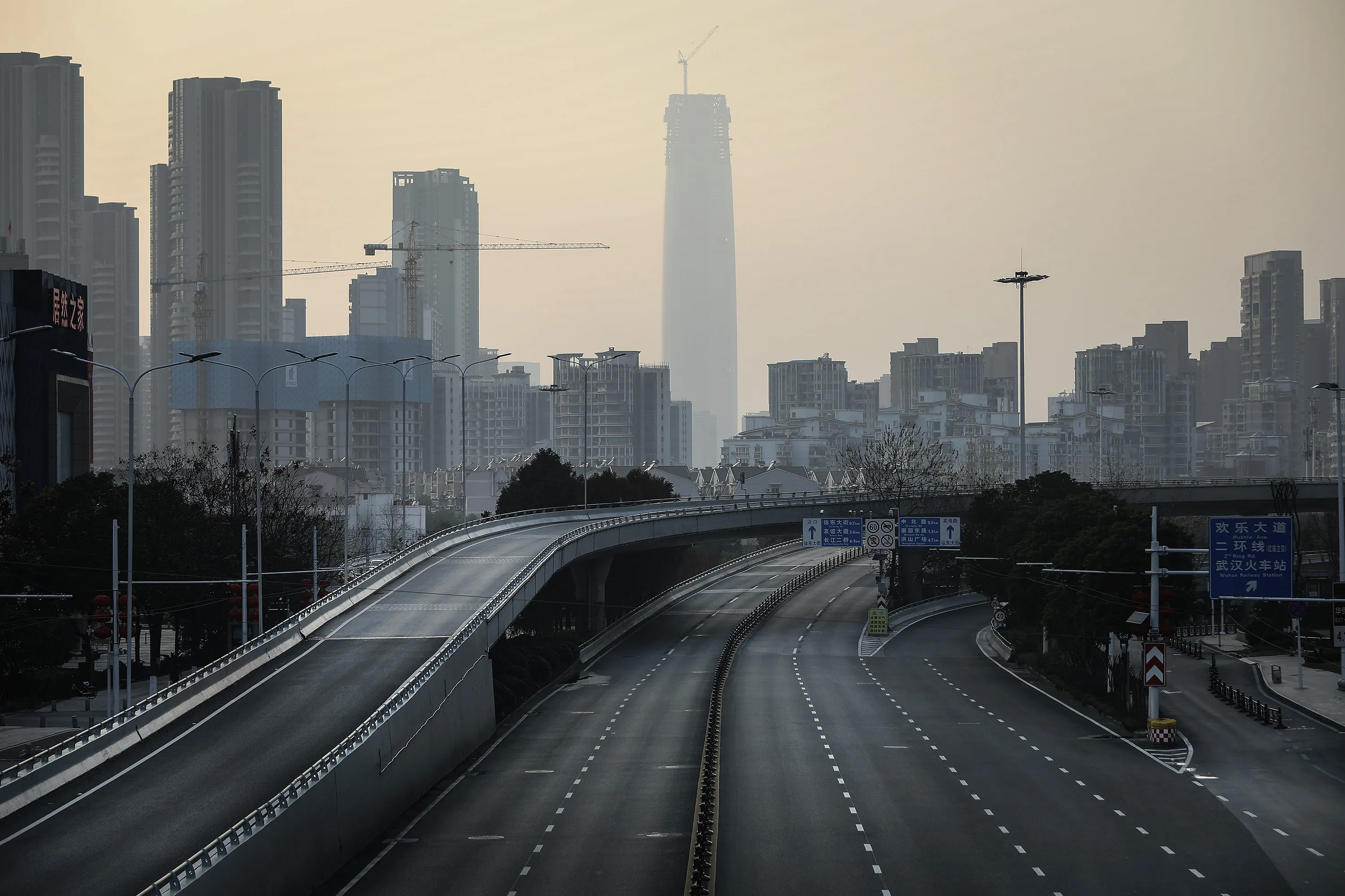 An empty highway in Wuhan on Feb. 3.