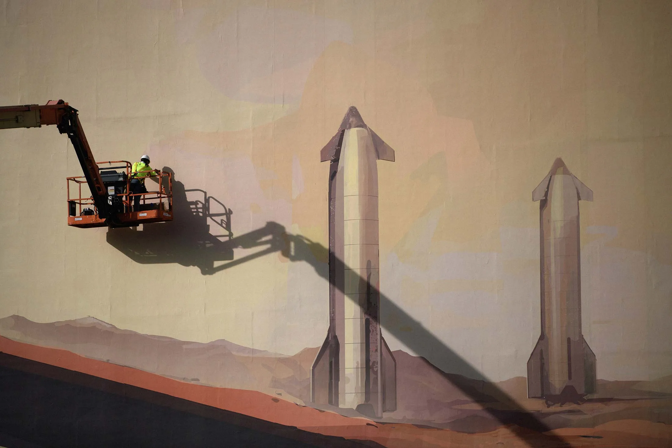 A mural outside&nbsp;the SpaceX complex&nbsp;in Starbase, Texas.