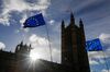European Union (EU) flags fly outside the Houses of Parliament in London, U.K., on Thursday, March 7, 2019. European officials are pessimistic about the chances of a breakthrough in Brexit talks this week, as negotiators suspect that whatever they offer won’t be enough to get Parliament to back Theresa May's deal.