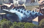 View of the Kunsthaus in Graz, Austria. A landmark of Blobism, it was designed by Archigram founders Peter Cook and Colin Fournier three decades after their collective shut down.