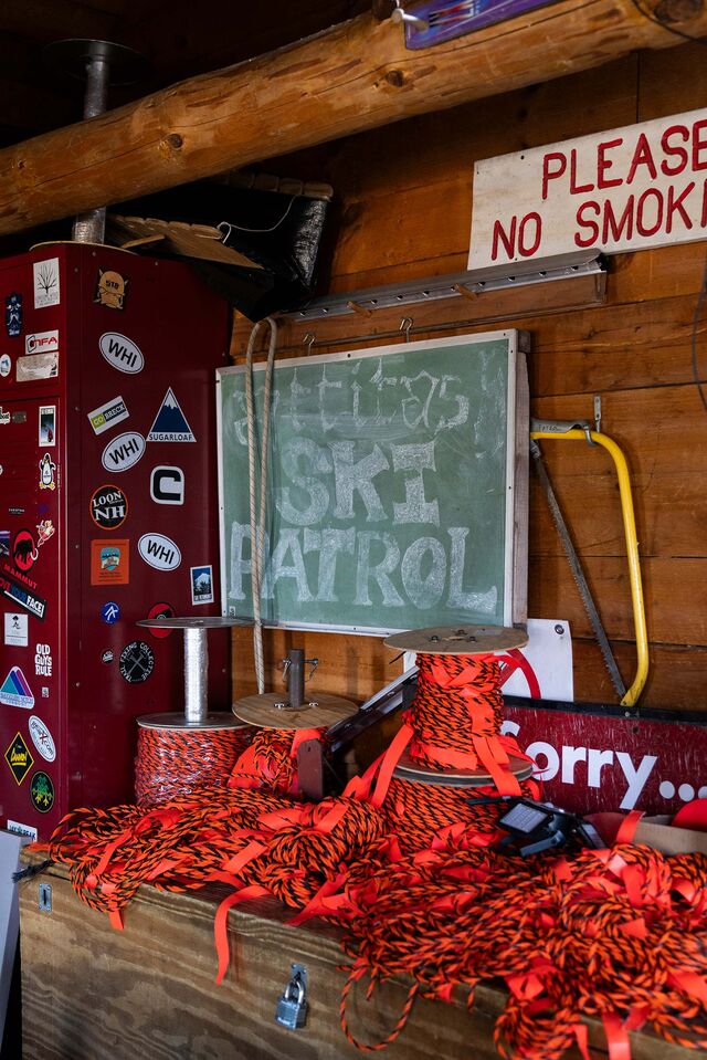 Inside a staff hut near the new lift.