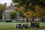 Students have class outdoors on the campus of Dartmouth College in Hanover, New Hampshire.&nbsp;