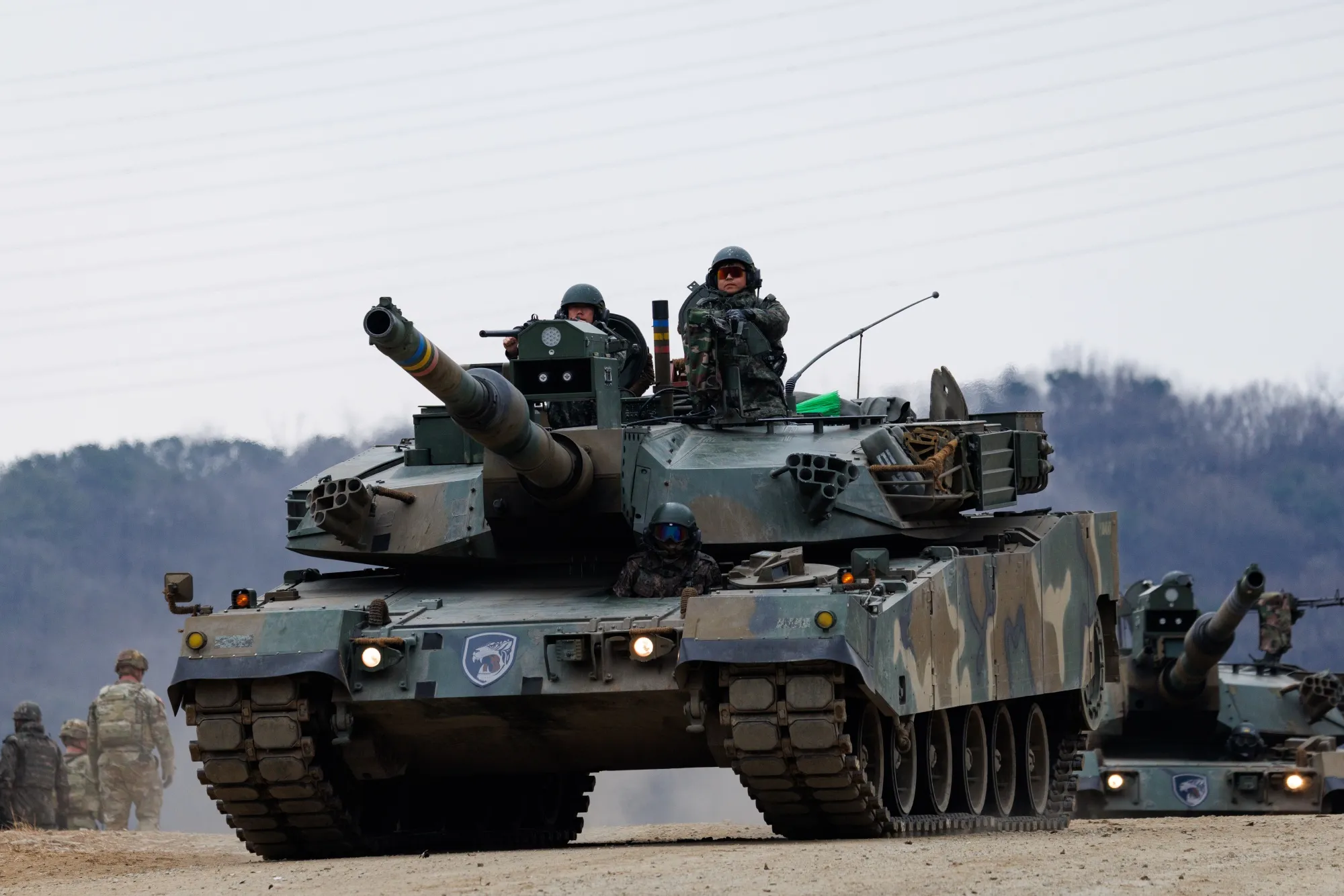 A South Korean K-2 battle tank during an exercise at the Defense Expo Korea 2022 in Pocheon.
