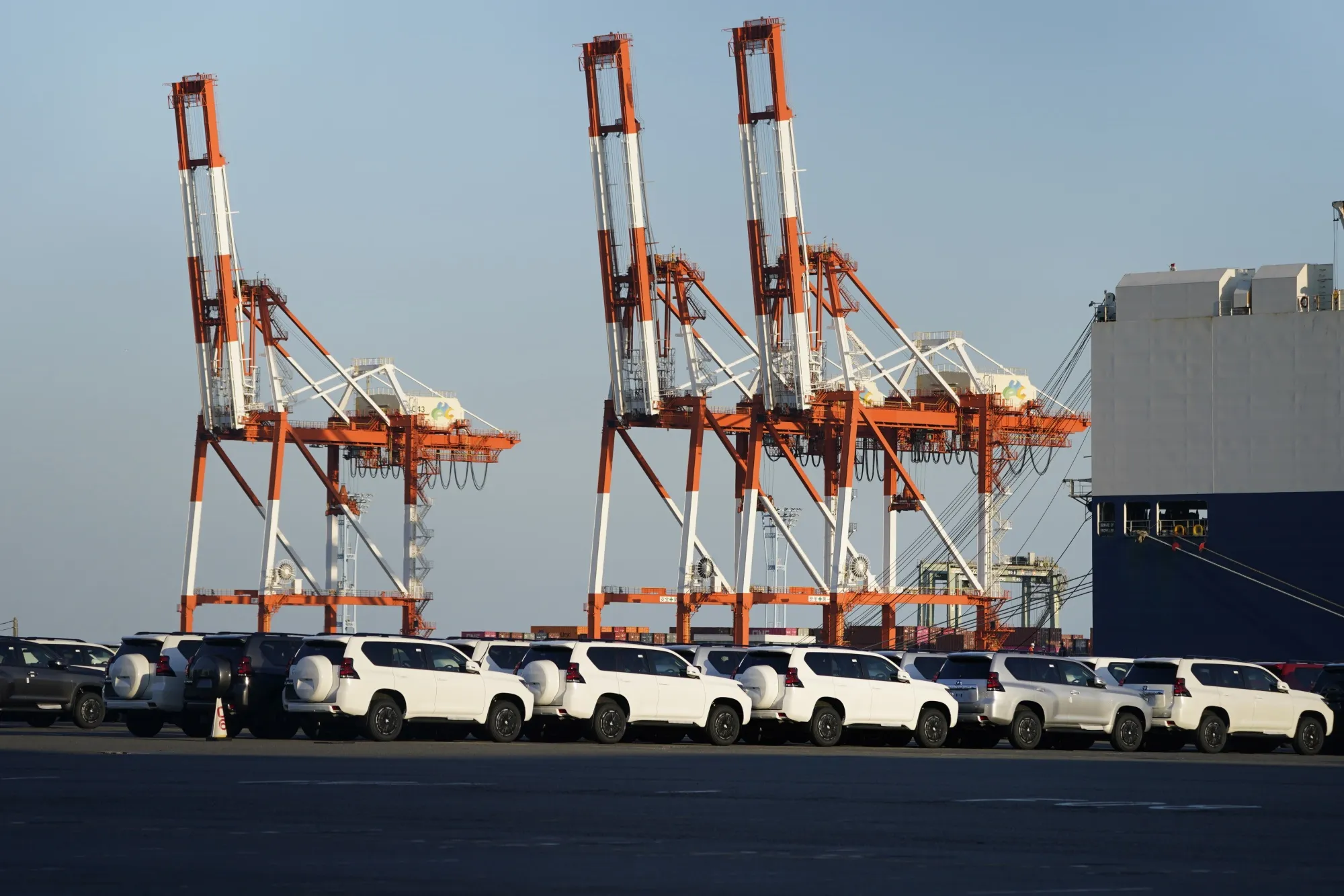 Toyota SUVs bound for shipment at a port in Yokohama, Japan, in October.