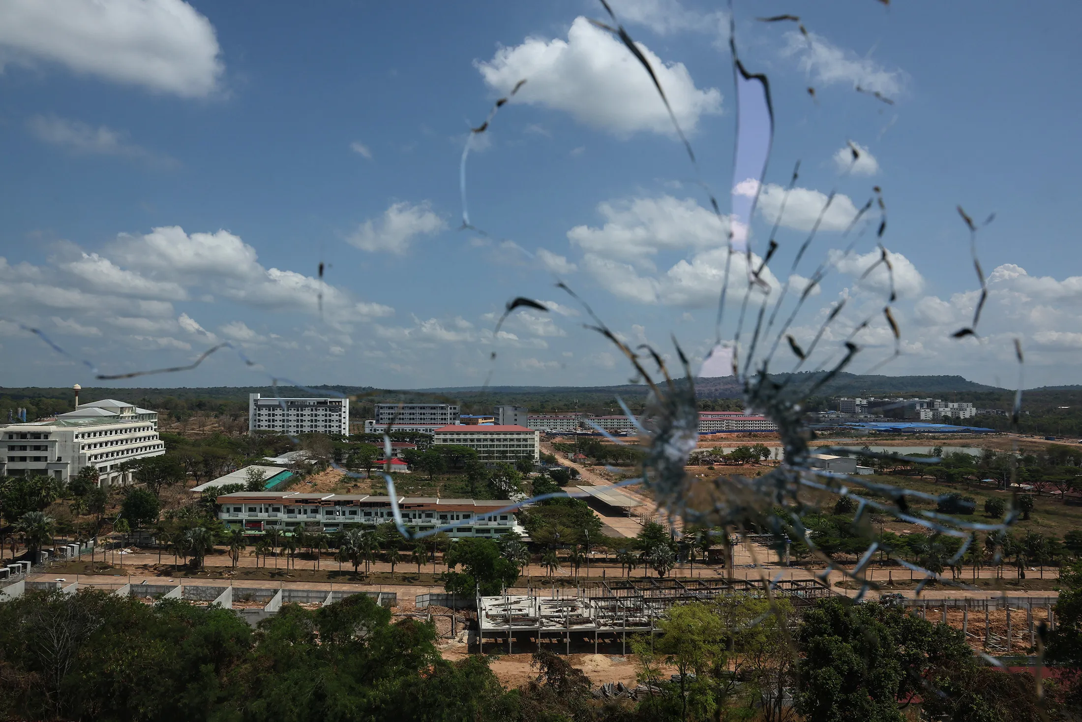 Scam center&nbsp;buildings&nbsp;in O Smach, Cambodia, on&nbsp;March 6.
