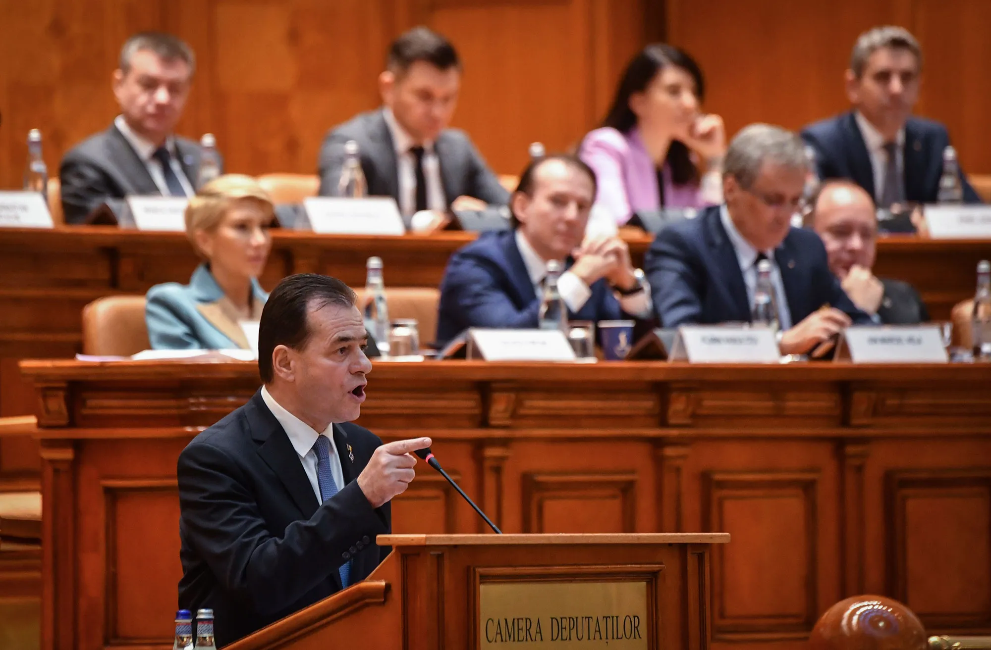 &nbsp;Ldovic Orban delivers a&nbsp;speech at the Romanian Parliament in Bucharest.