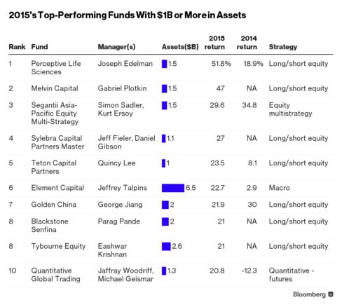 2015's Top Performing Funds With $1B or More in Assets
