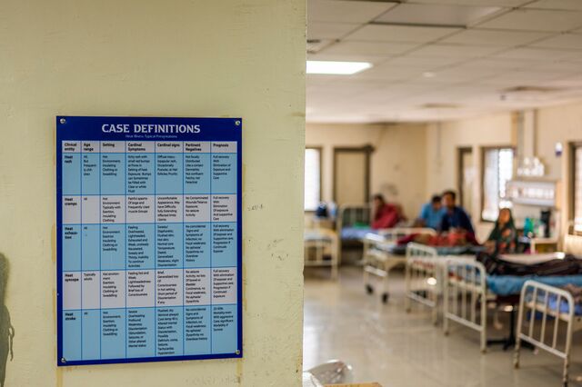 In Ahmadebad, hospitals set up heat wards equipped with air conditioning and staffed by medical professionals trained to treat heat strokes and cramps, dehydration and skin inflamed by sweltering temperatures.