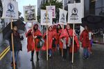 Students and teachers from Ramona High School in East Los Angeles rally in front of Los Angeles Unified School District headquarters