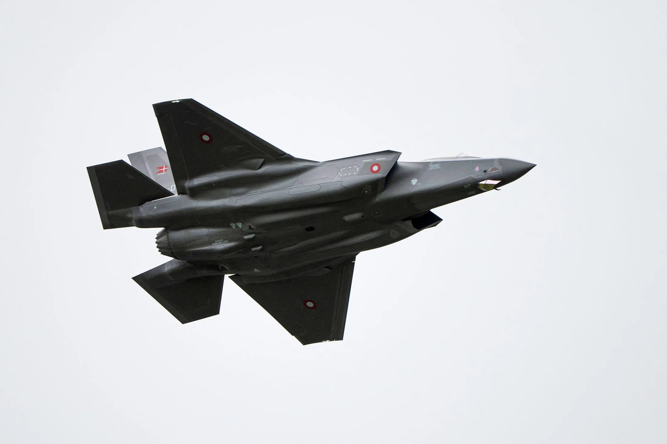 A Royal Danish Air Force F-35 fighter jet.