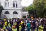 Protestors inside the compound of Sri Lanka's Presidential Palace in Colombo, on July 9.