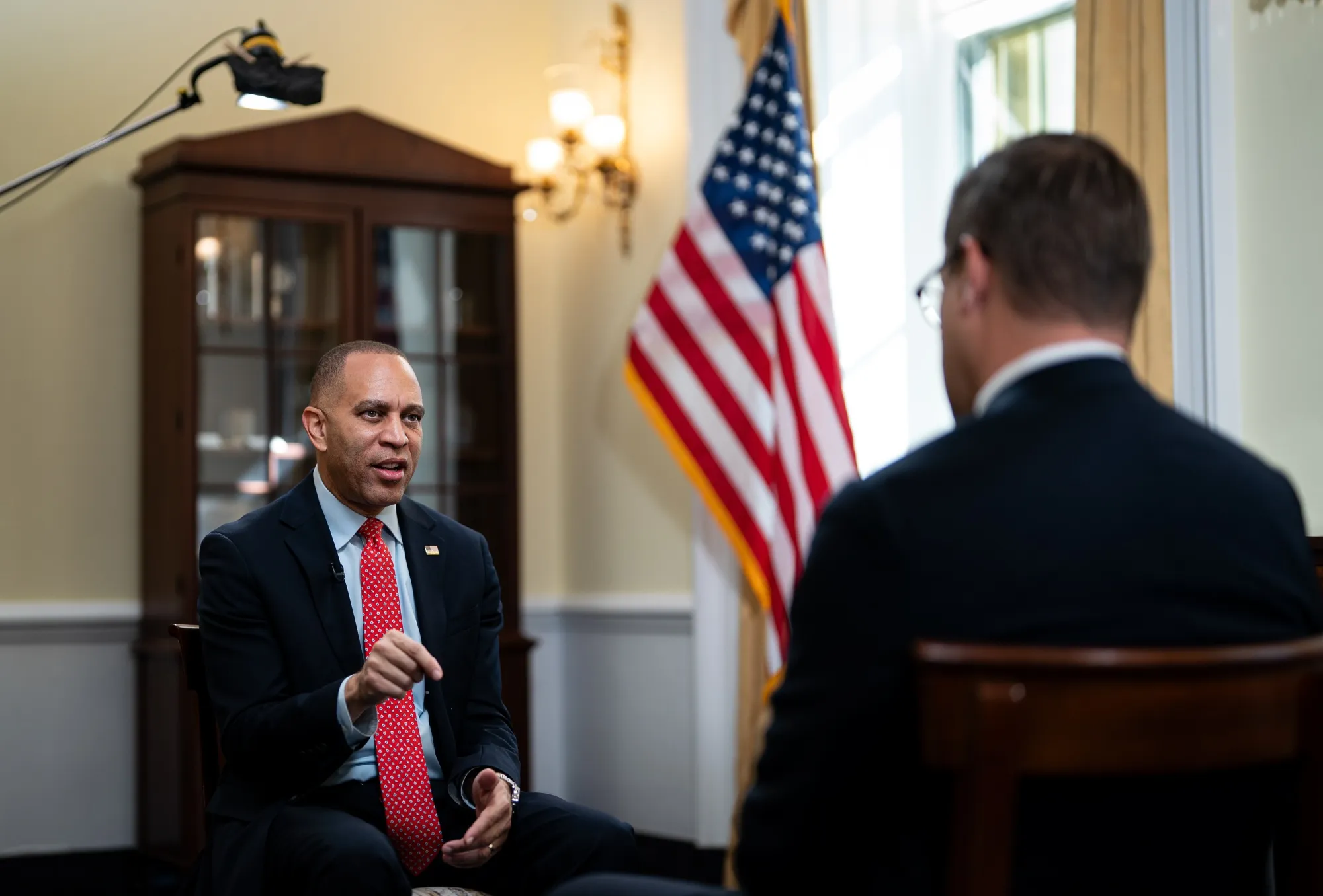 Representative Hakeem Jeffries, a Democrat from New York, speaks during a Bloomberg Television interview at the US Capitol in Washington on Oct, 23.