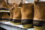 Finished boots await packaging at L.L. Bean Inc.’s manufacturing facility in Brunswick, Maine.