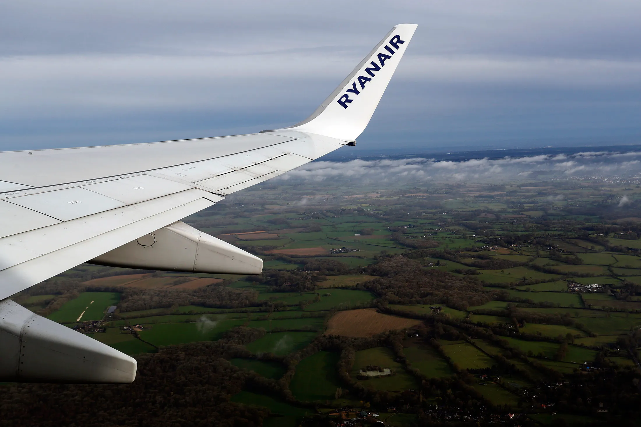 Ryanair jet during a flight to Dublin.
