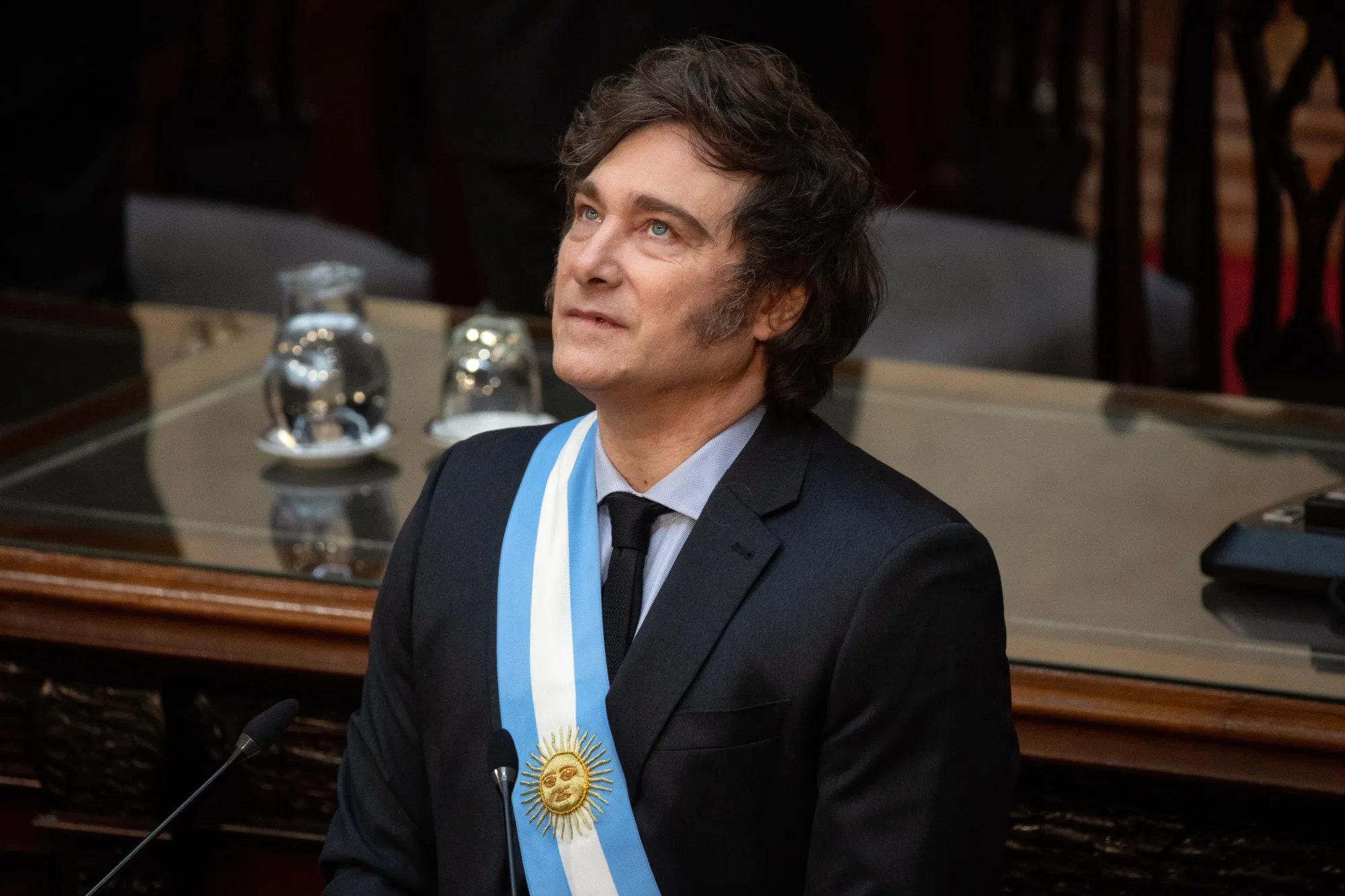 Javier Milei delivers a speach to Congress on Sept. 15, 2024.