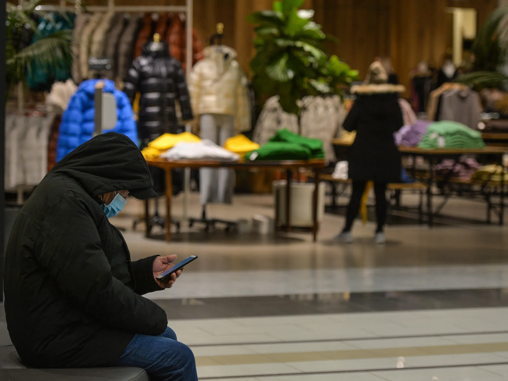 Customers at a shopping mall in Edmonton, Alberta, Canada.