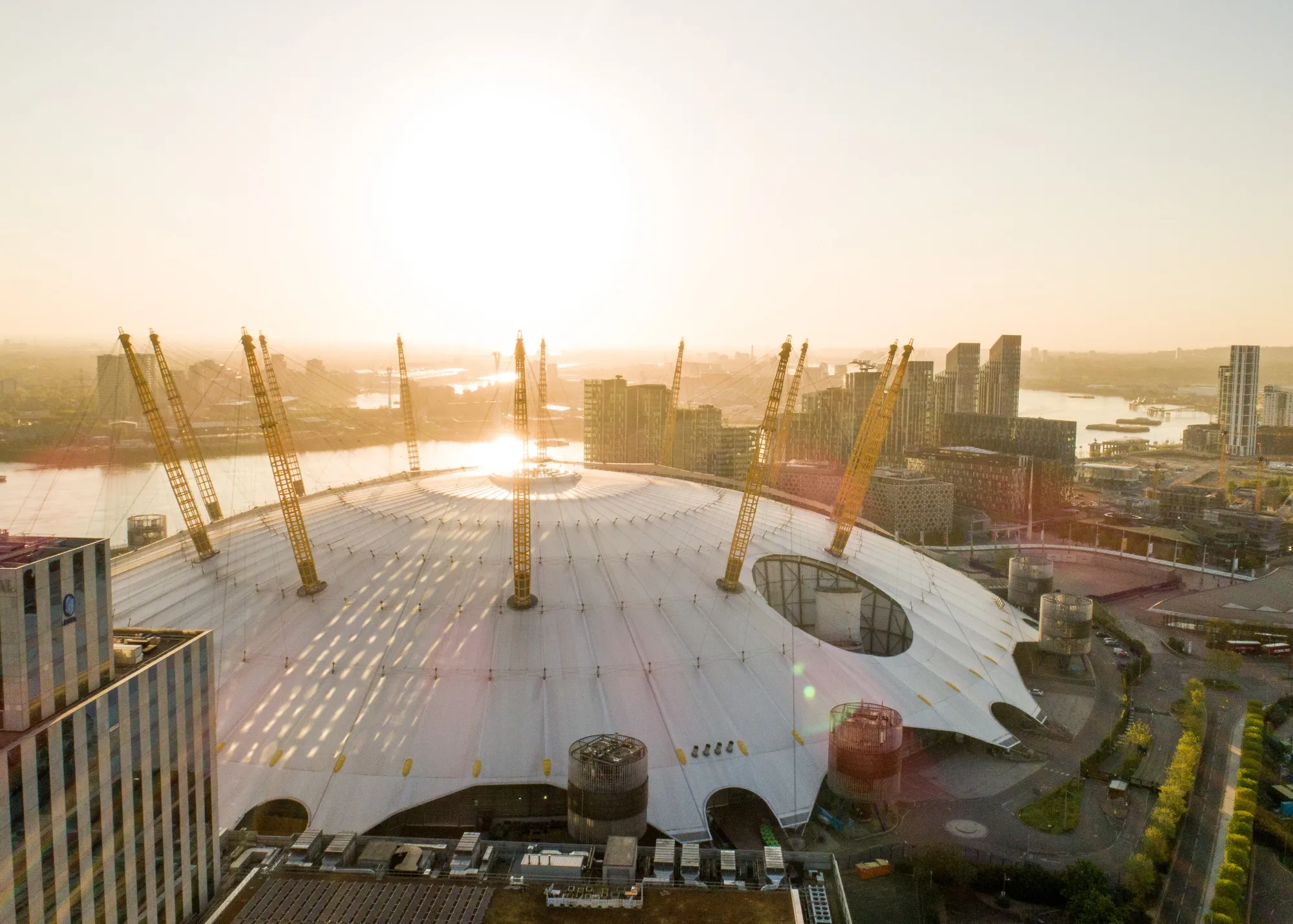 Aerial Views Of London City Airport & Canary Wharf District