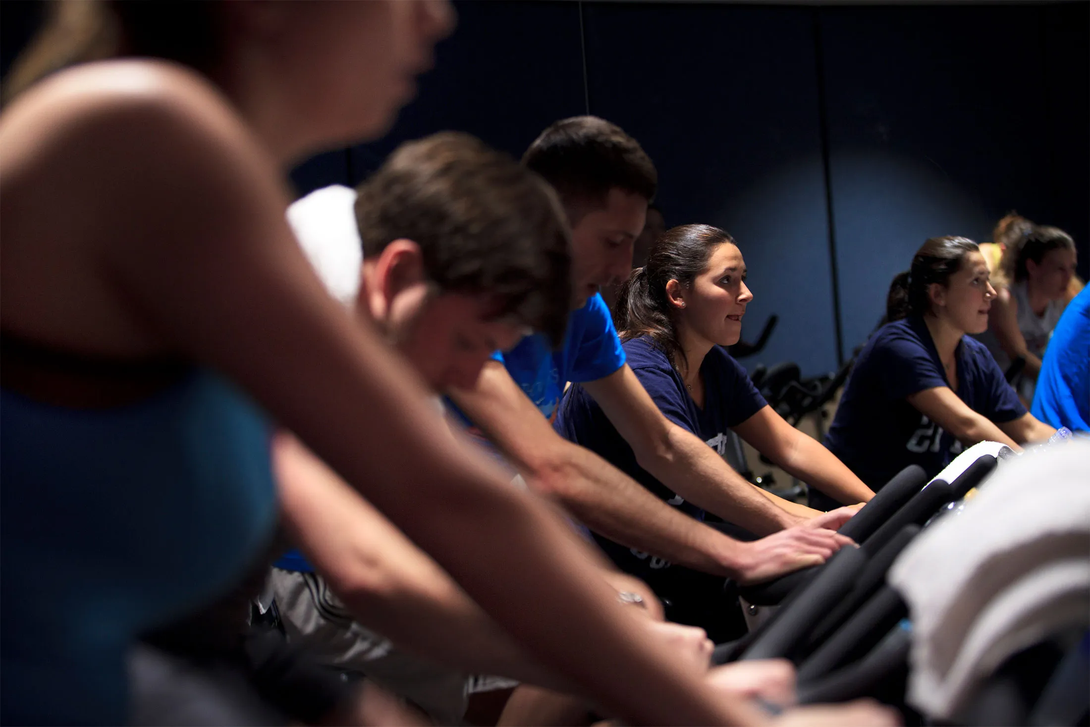 A Flywheel Sports spin class&nbsp;in Boston, Mass.