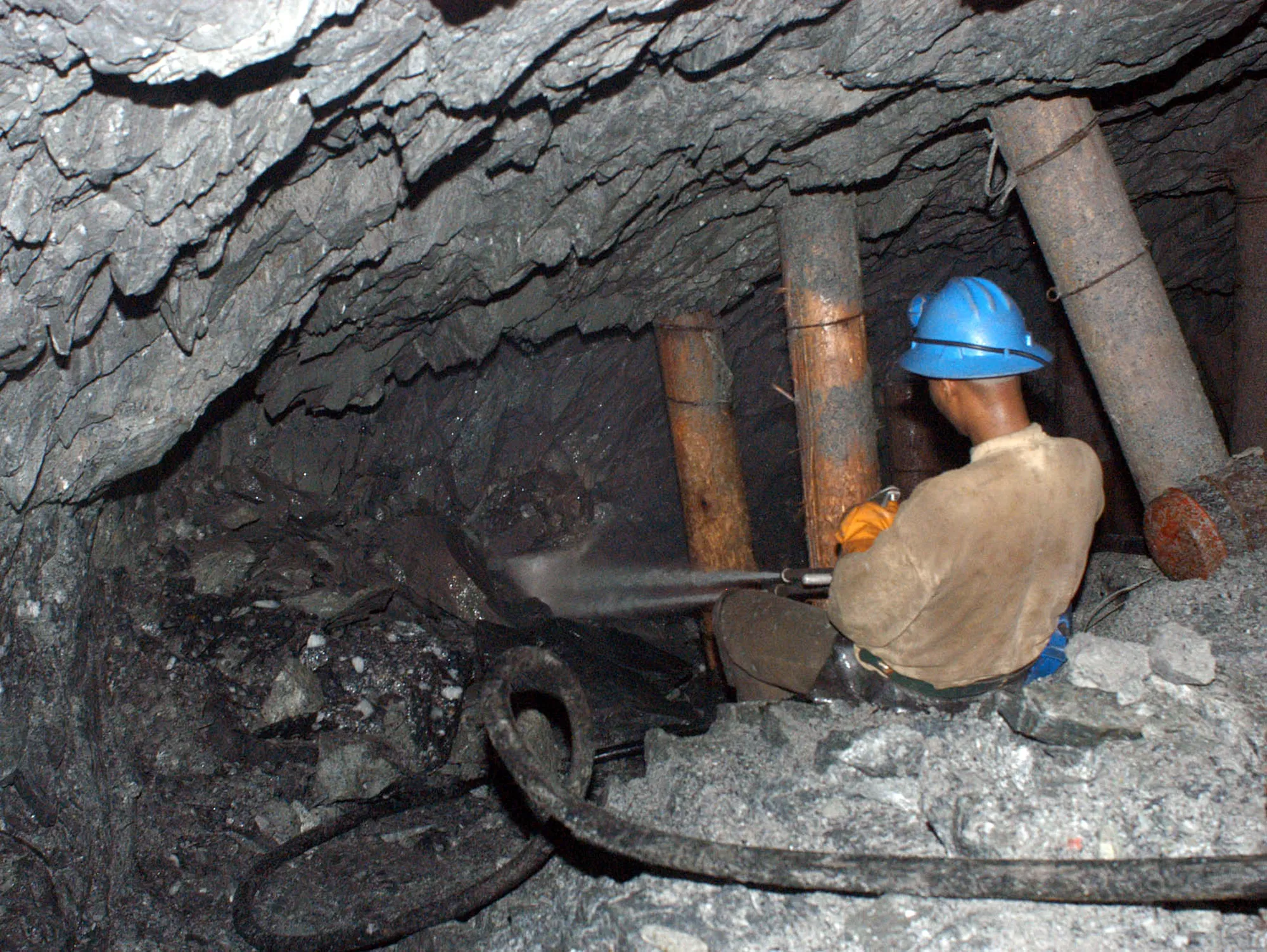 A miner works&nbsp;in the Mponeng mine near&nbsp;Carltonville, South Africa.