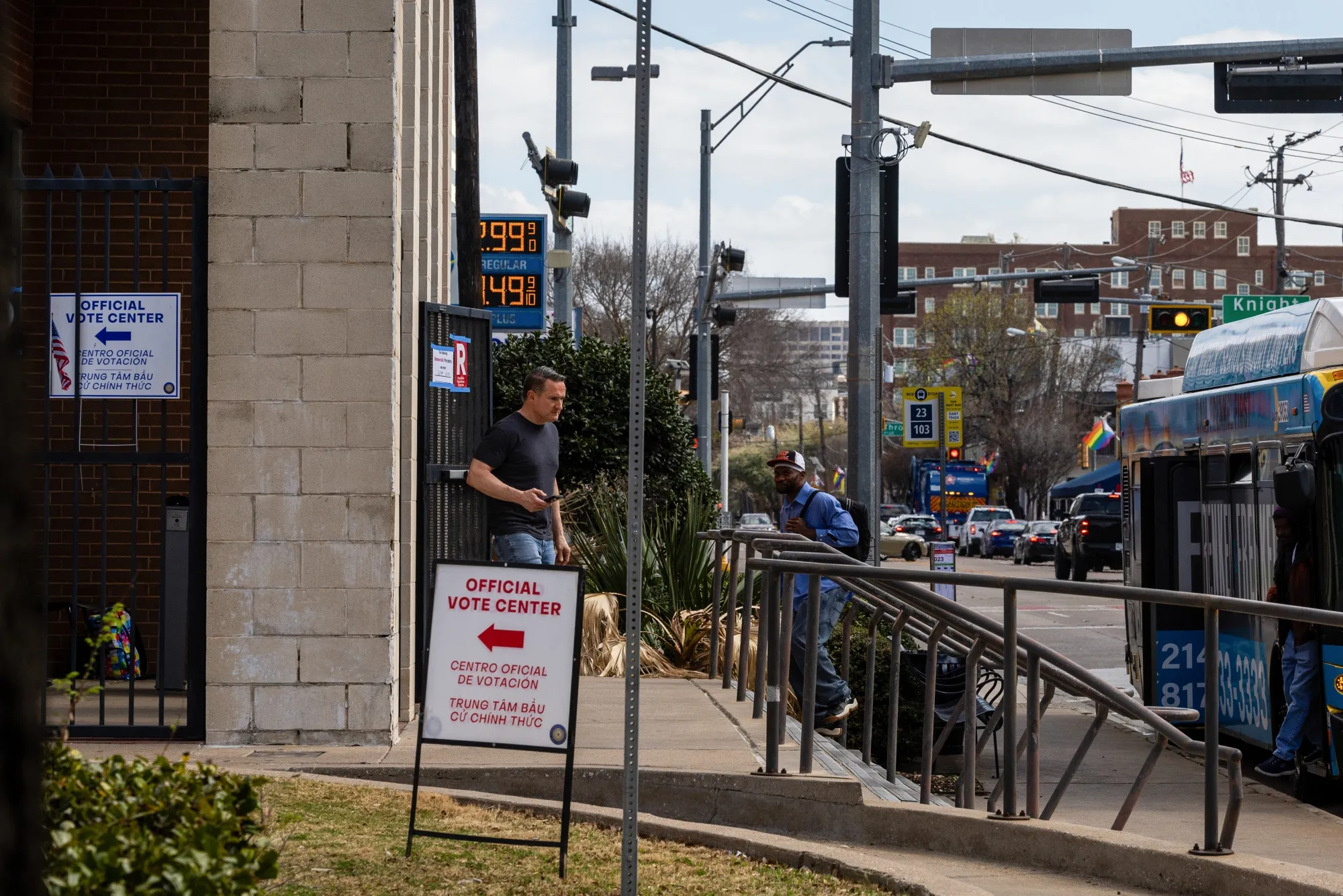 A voter exits a polling location&nbsp;in Dallas, Texas, on&nbsp;March 3.