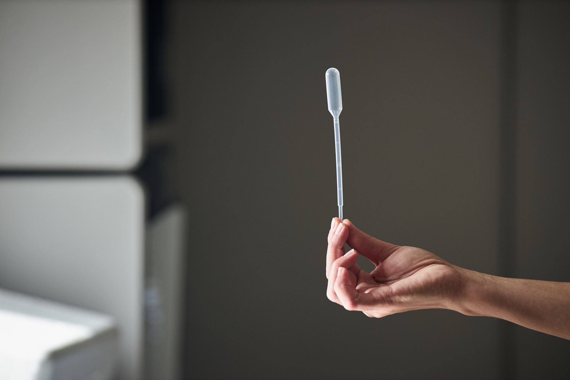A disposable pipette used for processing Covid-19 tests are in low supply at UNC.
