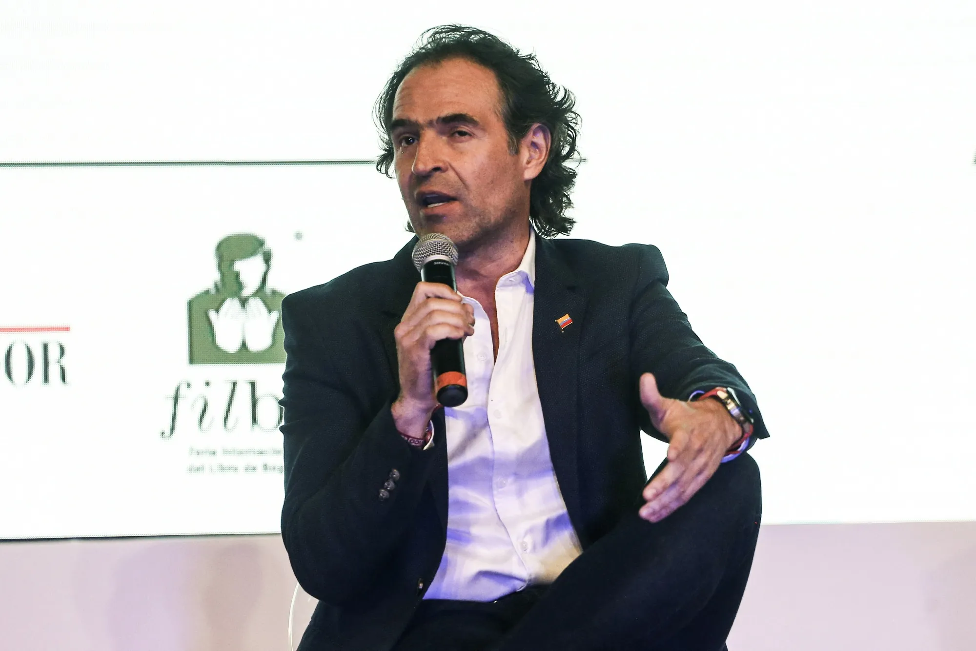 Colombian conservative candidate Federico Gutierrez speaks during a presidential debate in Bogota, Colombia, on Wednesday, April 20, 2022. Candidate Gustavo Petro&nbsp;maintains a lead ahead of the May 29 vote.