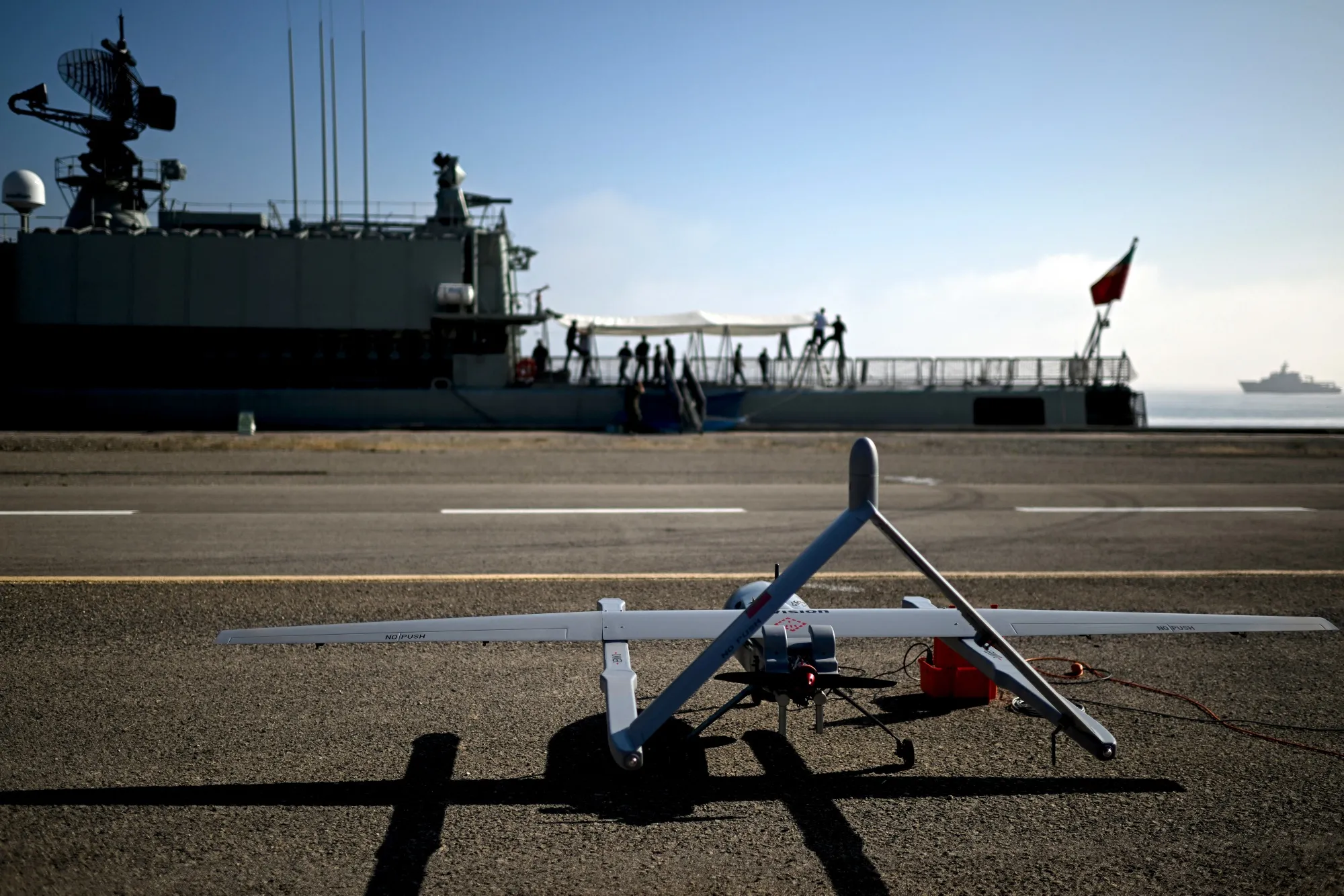 A Portuguese Military UAS (Unmanned Air System) drone during a NATO exercise in 2022.