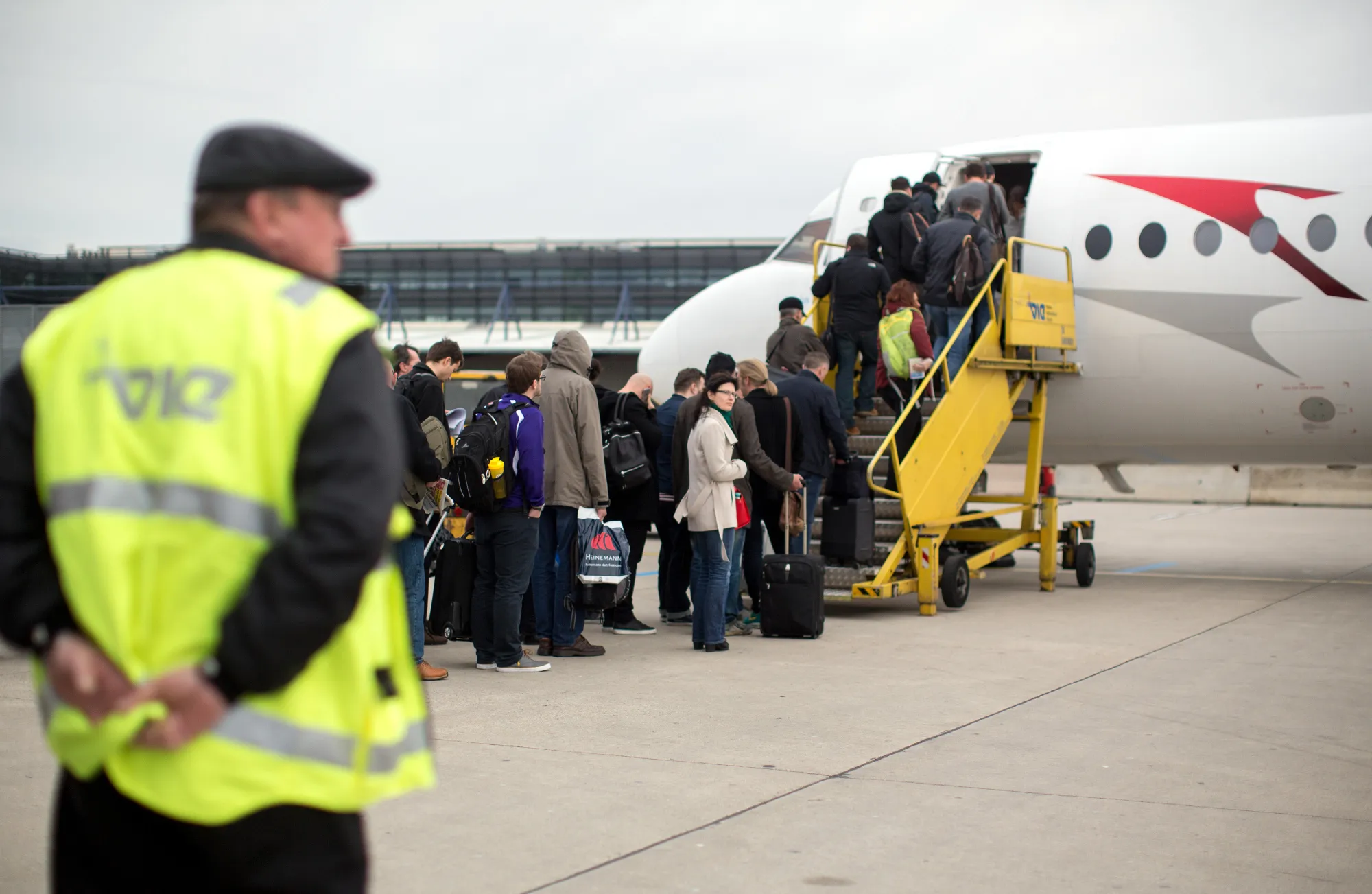 Passengers at Vienna International Airport.&nbsp;