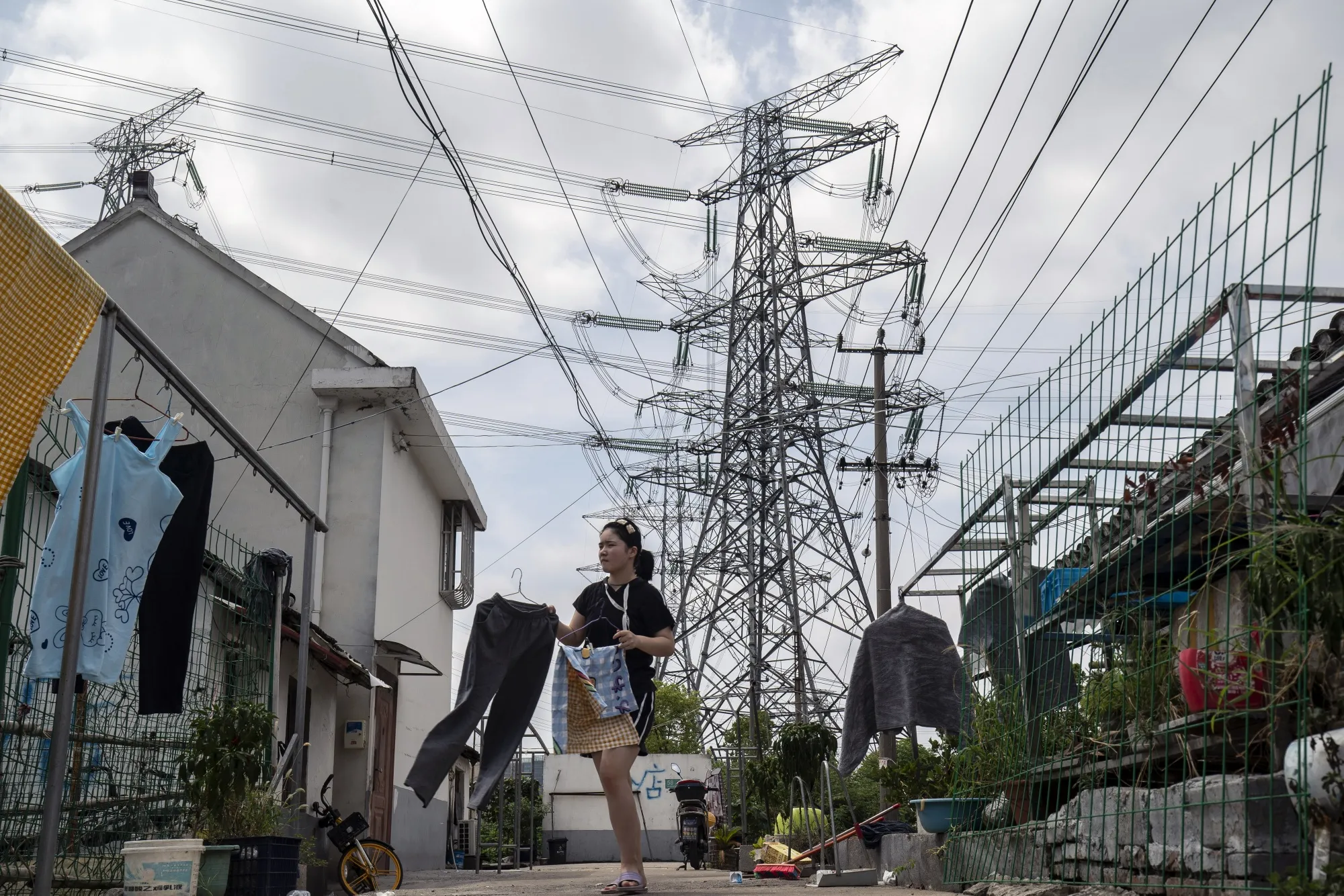 High-tension power lines in Shanghai.