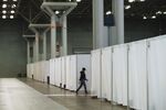 Rooms set up for patients at a temporary hospital in the Jacob Javits Convention Center in New York.
